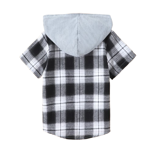 The Johnny - Baby Boy Red Plaid Hooded Short-Sleeved Jacket Shirt