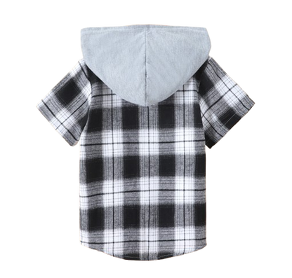 The Johnny - Baby Boy Red Plaid Hooded Short-Sleeved Jacket Shirt