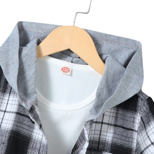 The Johnny - Baby Boy Red Plaid Hooded Short-Sleeved Jacket Shirt