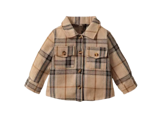 The Tyson - Baby Boy Brown Long Sleeved Checkered Real Pocket Tops