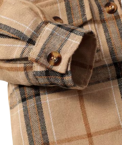 The Tyson - Baby Boy Brown Long Sleeved Checkered Real Pocket Tops