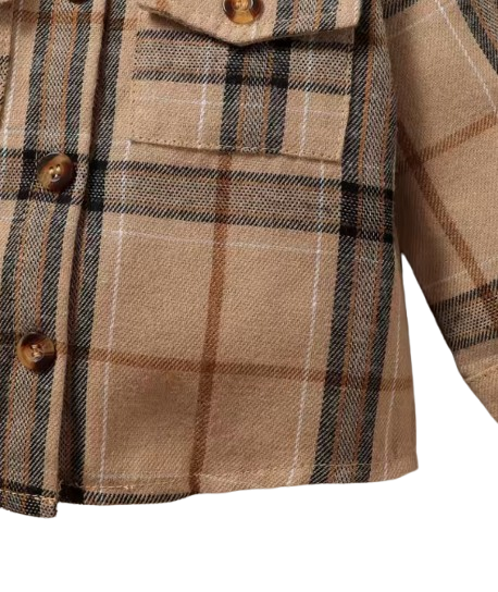 The Tyson - Baby Boy Brown Long Sleeved Checkered Real Pocket Tops