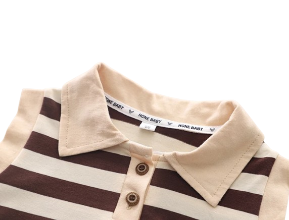 The Uriel - Baby Boy Sleeveless Striped Short Sleeved Casual Wear Two-Piece Set