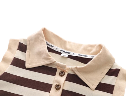 The Uriel - Baby Boy Sleeveless Striped Short Sleeved Casual Wear Two-Piece Set