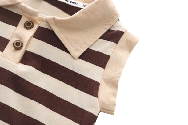 The Uriel - Baby Boy Sleeveless Striped Short Sleeved Casual Wear Two-Piece Set