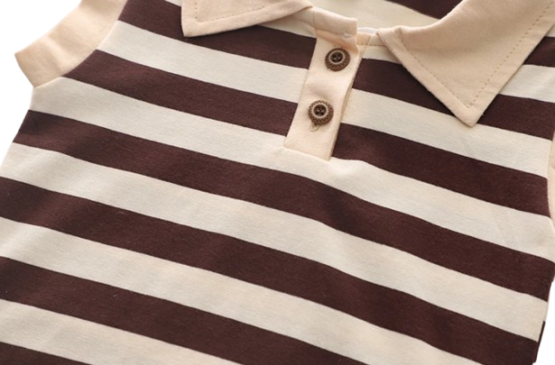 The Uriel - Baby Boy Sleeveless Striped Short Sleeved Casual Wear Two-Piece Set