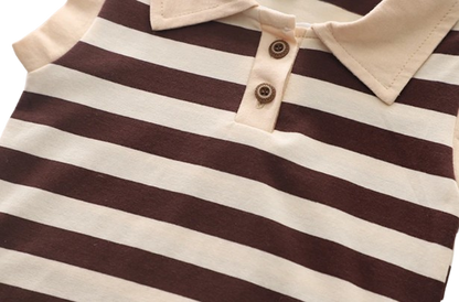 The Uriel - Baby Boy Sleeveless Striped Short Sleeved Casual Wear Two-Piece Set