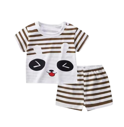 The Royce - Baby Boy Panda Print Casual Short Sleeve Tracksuits Thin Loose Tops Set