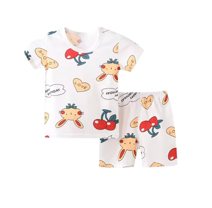 The Koda - Baby Boy Short Sleeve Love Rabbit Print Tops + Shorts Two Piece Set
