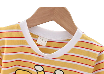 The Conrad - Baby Boy Cute Giraffe Print Yellow Tops + Shorts Set