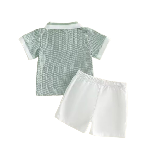 The Jasiah - Baby Boy Shorts Set Short Sleeve Collared Knitted Shirts and Shorts