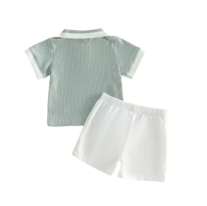 The Jasiah - Baby Boy Shorts Set Short Sleeve Collared Knitted Shirts and Shorts