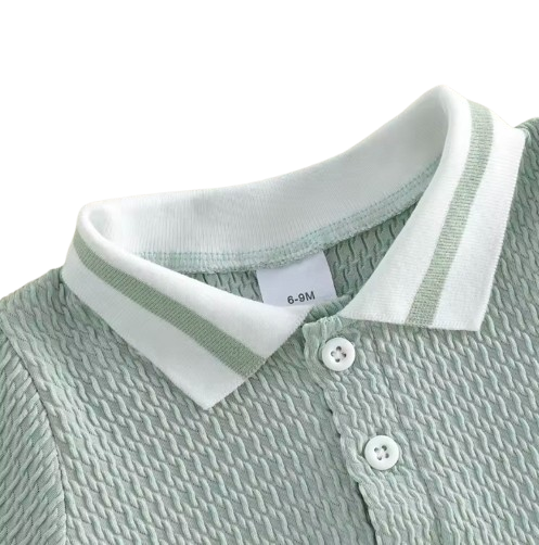 The Jasiah - Baby Boy Shorts Set Short Sleeve Collared Knitted Shirts and Shorts