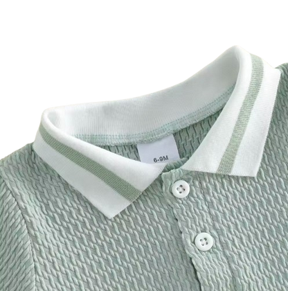 The Jasiah - Baby Boy Shorts Set Short Sleeve Collared Knitted Shirts and Shorts