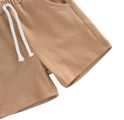 The Yusuf - Baby Boy Short Sleeve Patchwork Crew Tees White Straps Short Pants