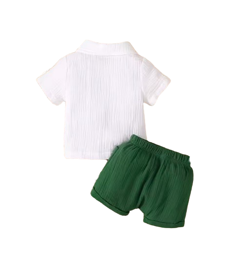 The Brantley - Baby Boy Double-layer Crinkled Cotton Multi-Pocket Casual Short-Sleeve And Shorts