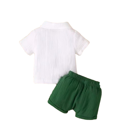 The Brantley - Baby Boy Double-layer Crinkled Cotton Multi-Pocket Casual Short-Sleeve And Shorts