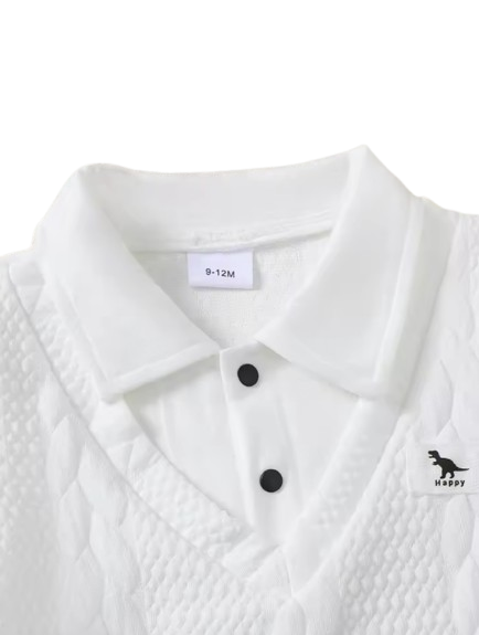 The Alexis - Baby Boy Gentleman 2-Piece Set Knitted Silk Cotton Texture Polo Shirt & Elastic Waist Shorts
