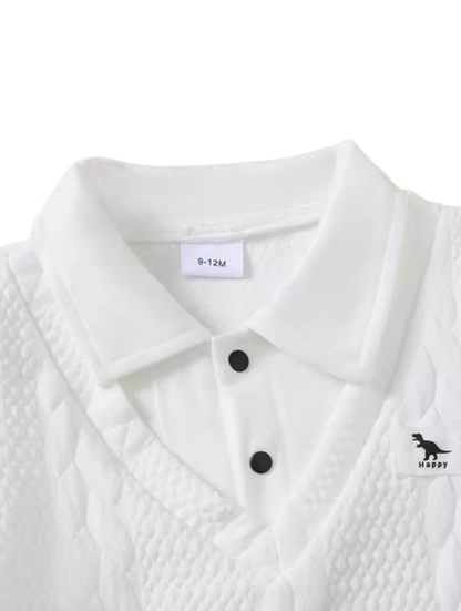 The Alexis - Baby Boy Gentleman 2-Piece Set Knitted Silk Cotton Texture Polo Shirt & Elastic Waist Shorts