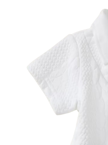The Alexis - Baby Boy Gentleman 2-Piece Set Knitted Silk Cotton Texture Polo Shirt & Elastic Waist Shorts