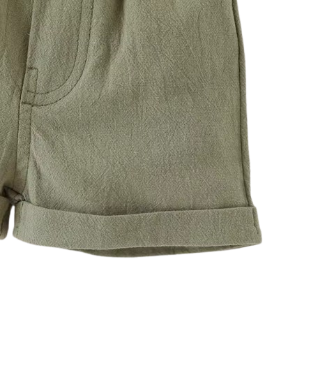 The Lucian - Baby Boy Patchwork Striped Short-Sleeved Shirt and Shorts Set