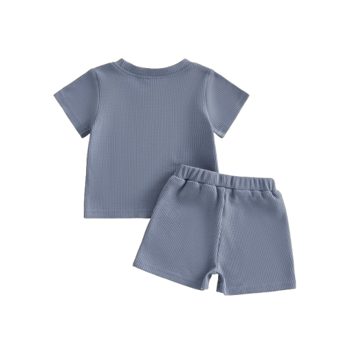 The Denver - Baby Boy Adorable Tractor Embroidery Blue Short Sleeve Round Neck Tops and Shorts Set
