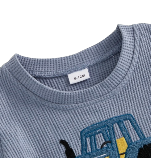 The Denver - Baby Boy Adorable Tractor Embroidery Blue Short Sleeve Round Neck Tops and Shorts Set