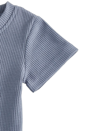 The Denver - Baby Boy Adorable Tractor Embroidery Blue Short Sleeve Round Neck Tops and Shorts Set