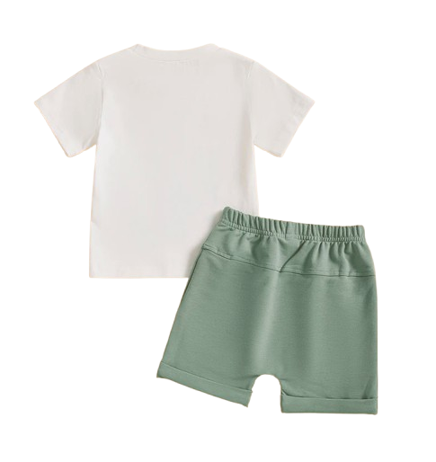 The Andy - Baby Boy White "A Little Dirt Never Hurt" Letter T-Shirt Casual + Shorts Set