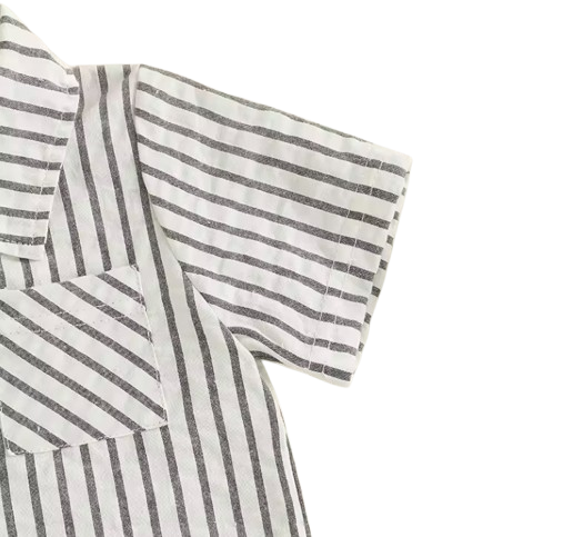The Atreus - Baby Boy Shorts Set Striped Collared Short Sleeve Button-up Shirts + Elastic Waist Shorts