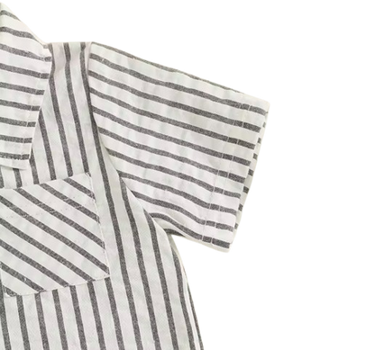 The Atreus - Baby Boy Shorts Set Striped Collared Short Sleeve Button-up Shirts + Elastic Waist Shorts