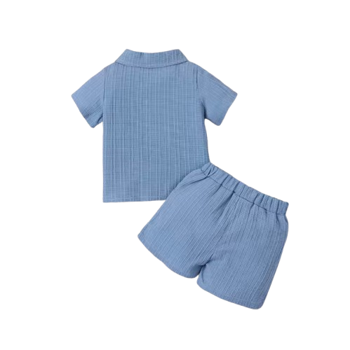 The Adan - Baby Boy Casual Woven Jacquard Fabric Short Sleeved Shirt Top And Shorts Set