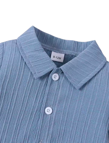 The Adan - Baby Boy Casual Woven Jacquard Fabric Short Sleeved Shirt Top And Shorts Set