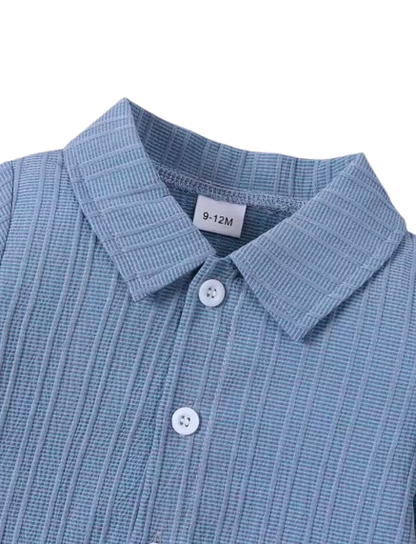 The Adan - Baby Boy Casual Woven Jacquard Fabric Short Sleeved Shirt Top And Shorts Set