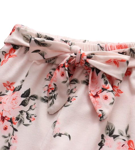 The Ailany - Baby Girl Pink Solid Knitting Long Sleeve Tops + Floral Print Pants + Headband