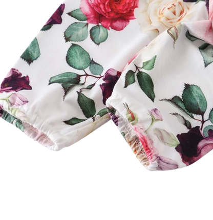 The Ailany - Baby Girl Purple Solid Knitting Long Sleeve Tops + Floral Print Pants + Headband