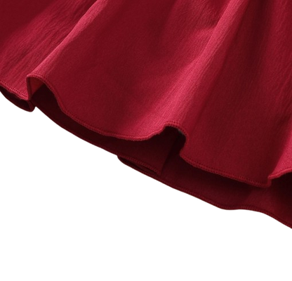 The Mariah - Baby Girl Red Ruffled Edges and Bow Long Sleeved Dress + Headband