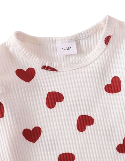 The Helena - Baby Girl Red Romper Suspender Skirt With Sweet Headband