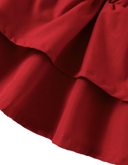 The Helena - Baby Girl Red Romper Suspender Skirt With Sweet Headband