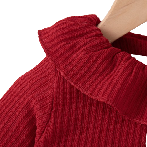 The Wynter - Baby Girl Red Knit Long Sleeve Dress Red Polka Dot Print Mesh with Bow