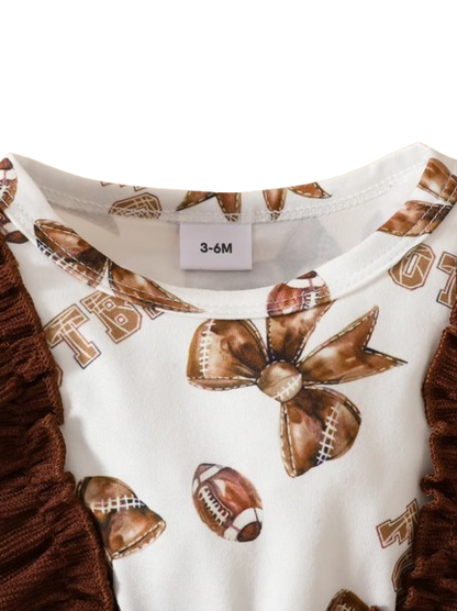 The Elisa - Baby Girl Brown Dress Ruffled Bow Corduroy Long Sleeved Dress + Headband