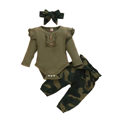 The Kataleya - Baby Girl Camouflage Long Sleeve Knitted Outfit Sets