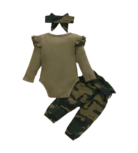 The Kataleya - Baby Girl Camouflage Long Sleeve Knitted Outfit Sets