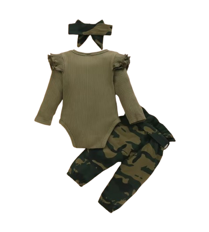 The Kataleya - Baby Girl Camouflage Long Sleeve Knitted Outfit Sets