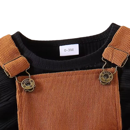 The Alicia - Baby Girl Fashionable Long-Sleeved Suit + Coffee Strap Skirt