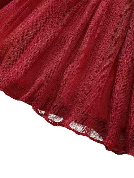 The Michelle - Baby Girl Romantic Mesh Splicing Pit Bar Round Neck Ruffle Lace Dress