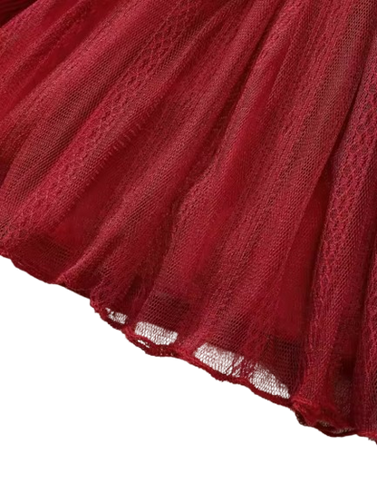 The Michelle - Baby Girl Romantic Mesh Splicing Pit Bar Round Neck Ruffle Lace Dress
