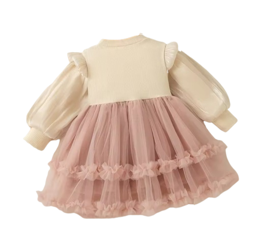 The Daniella - Baby Girl Pink Solid Color Chiffon Princess Dress + Sweet Bow