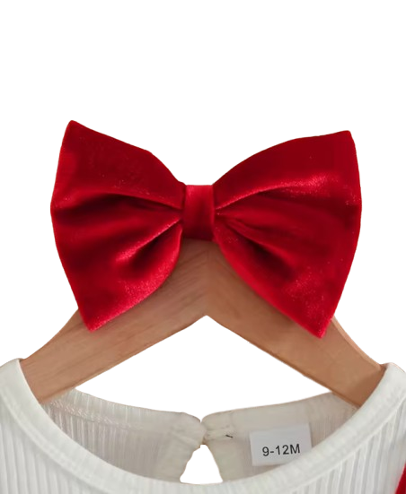 The Jaylani - Baby Girl Gold Velvet Fabric Round Neck Ruffle Edge Long Sleeve Set
