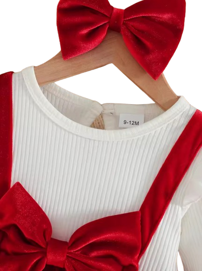 The Jaylani - Baby Girl Gold Velvet Fabric Round Neck Ruffle Edge Long Sleeve Set